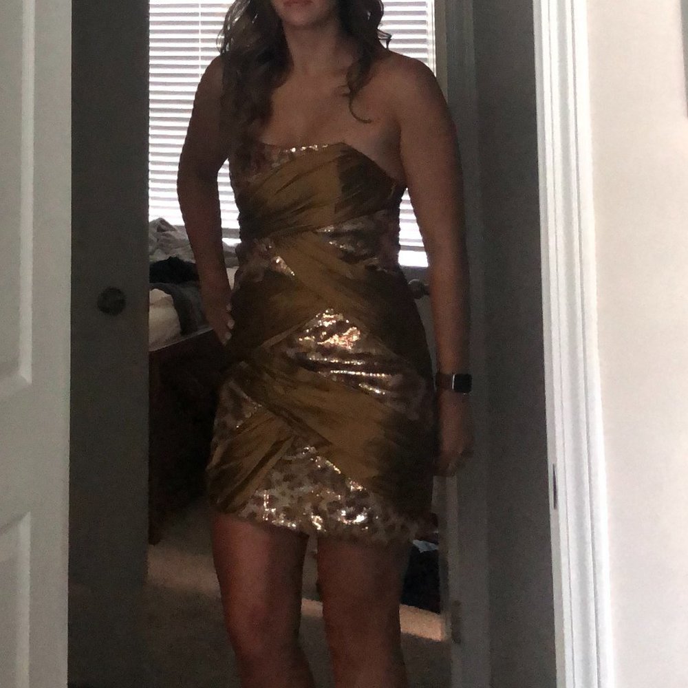 Alexia Admore Gold and Cheetah Mini Dress